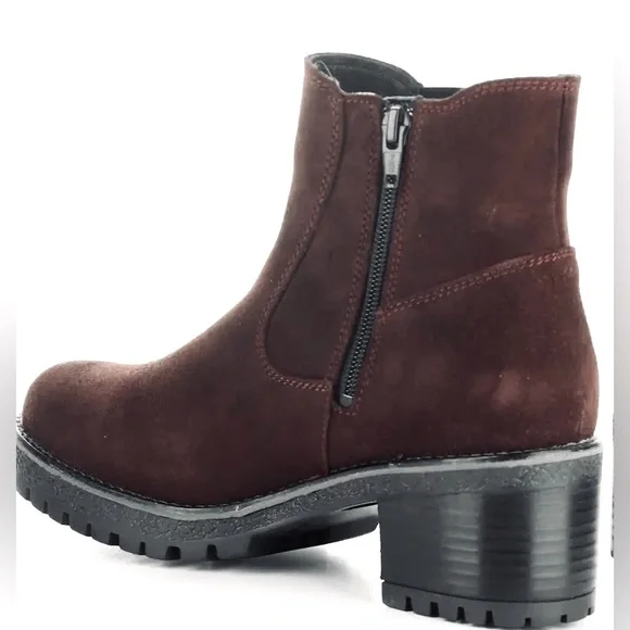 Bos. & Co. Size 7.5 Brown Nubuck Leather Casual Dress Boots/Zipper/Waterproof - Picture 4 of 12